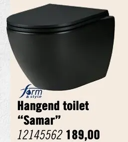 Aanbieding: FORM&STYLE Hangend toilet rimless SAMAR mat zwart met turbo flush incl. softclose wc-bril met quick-release