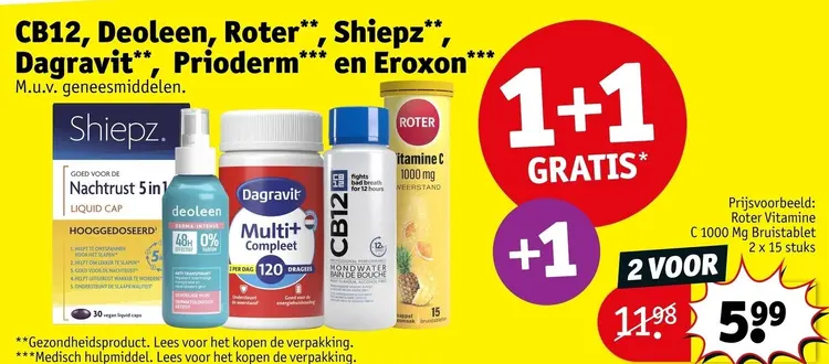 Aanbieding: CB12, Deoleen, Roter, Shiepz, Dagravit, Prioderm en Eroxon