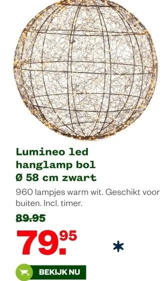 Aanbieding: Lumineo led hanglamp bol Ø 58 cm zwart
