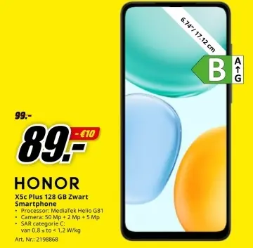 Promotie: X5c Plus 128 GB Zwart Smartphone