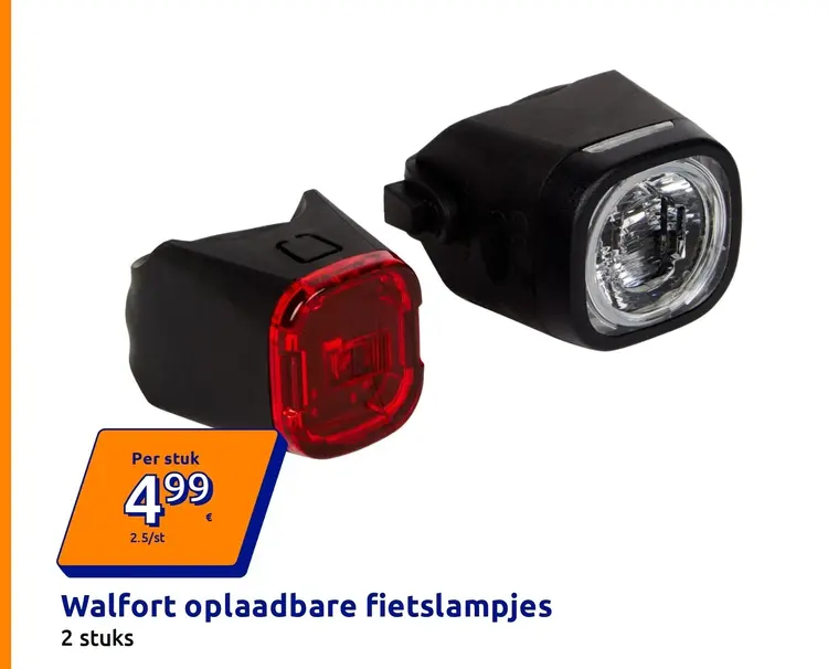 Aanbieding: Walfort oplaadbare fietslampjes