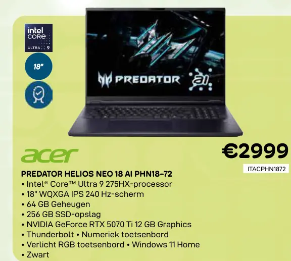 Promotie: Predator helios neo 18 ai phn18-72