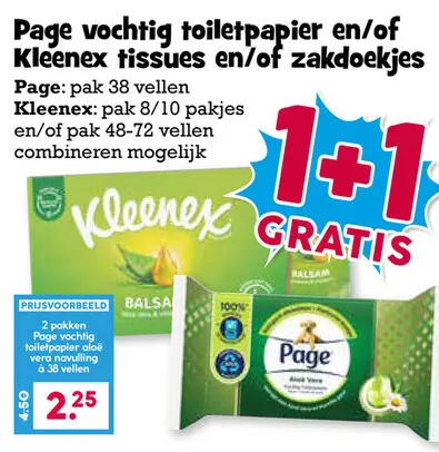 Aanbieding: Vochtig toiletpapier en/of Kleenex tissues en/of zakdoekjes