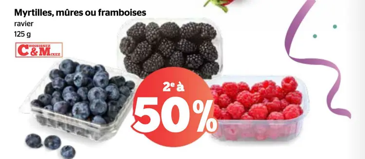 Offre: Myrtilles, mûres ou framboises