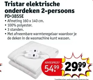 Promotie: Tristar elektrische onderdeken 2-persoons