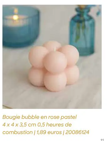 Offre: Bougie bubble en rose pastel
