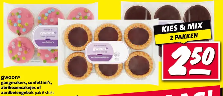Aanbieding: Gangmakers, confettini's, abrikozencakejes of aardbeiengebak