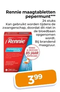 Aanbieding: Rennie maagtabletten pepermunt