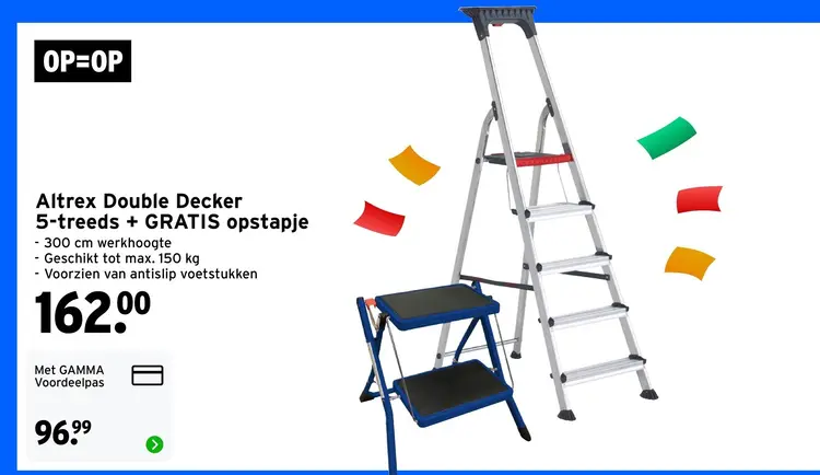 Aanbieding: Altrex Double Decker 5-treeds + GRATIS opstapje