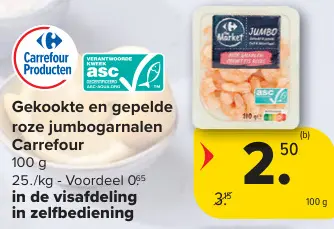 Promotie: Gekookte en gepelde roze jumbogarnalen