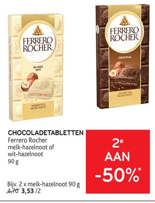 Promotie: CHOCOLADETABLETTEN Ferrero Rocher melk-hazeln