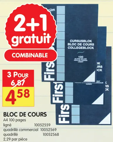 Offre: Bloc de cours