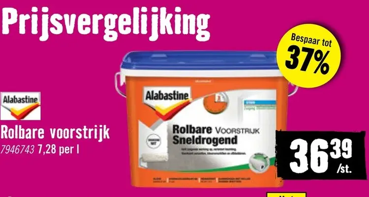 Aanbieding: Rolbare voorstrijk dekkend wit 5 l