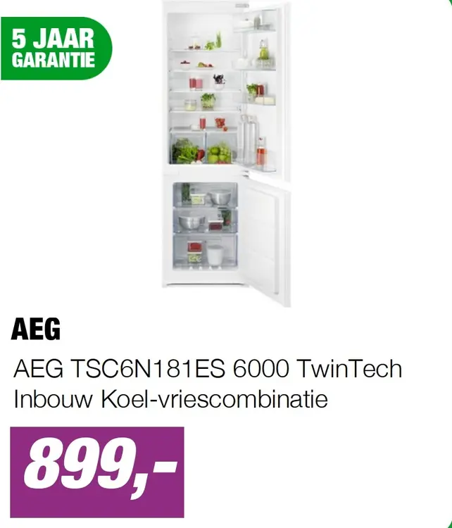 Aanbieding: AEG TSC6N181ES 6000 TwinTech Inbouw Koel-vriescombinatie