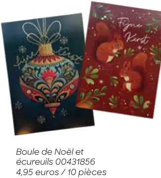 Offre: Cartes de vœux Boule de Noël et écureuils