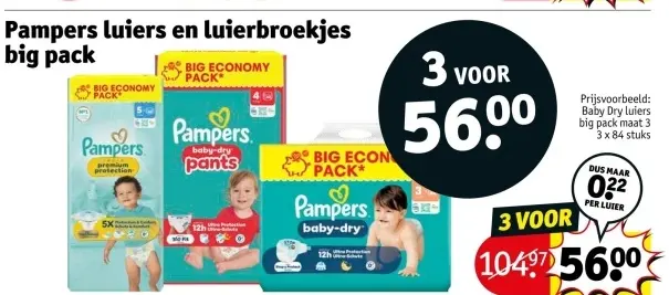 Aanbieding: Pampers luiers en luierbroekjes big pack