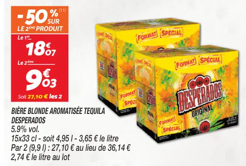 Offre: Bière blonde aromatisée tequila DESPERADOS