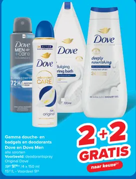 Aanbieding: Gamma douche- en badgels en deodorants Dove e