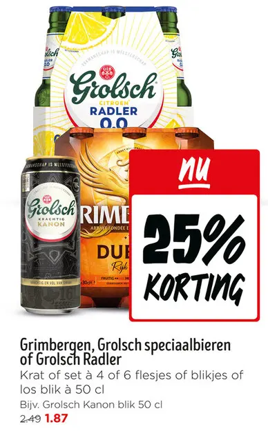 Aanbieding: Grimbergen, Grolsch speciaalbieren of Grolsch Radler