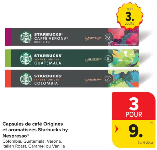 Offre: Capsules de café Origines et aromatisées