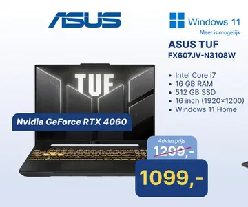 Aanbieding: Asus tuf fx607jv-n3108w