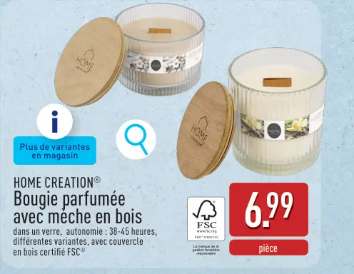 Offre: Bougie parfumée avec mèche en bois