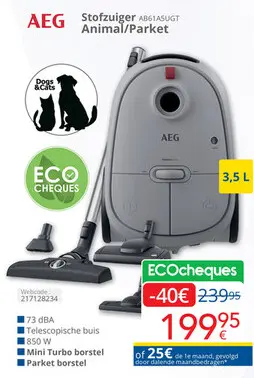 Promotie: Stofzuiger AB61ASUGT Animal/Parket