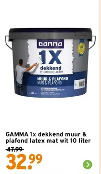 Aanbieding: GAMMA 1x dekkend muur & plafond latex mat wit