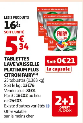 Promotie: Tablettes lave vaisselle platinum plus citron