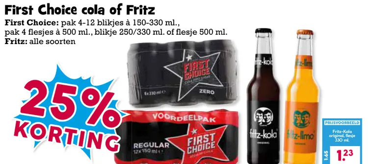 Aanbieding: First Choice Cola of Fritz