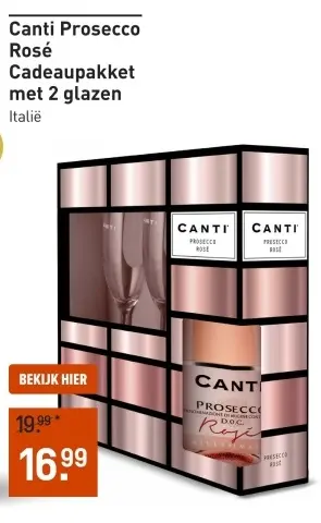 Aanbieding: Canti Prosecco Rosé Cadeaupakket met 2 glazen