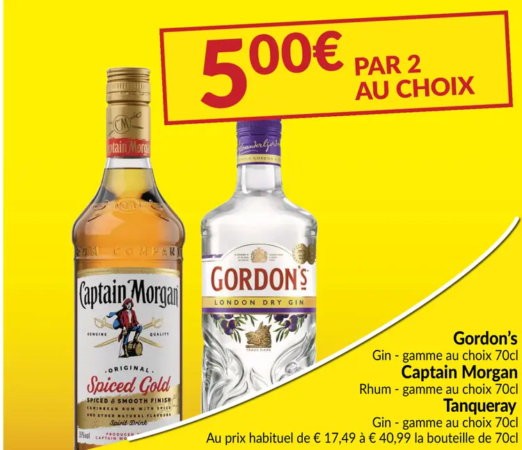 Offre: Gordon's, Captain Morgan, Tanqueray