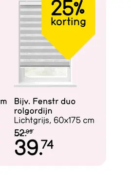Aanbieding: Fenstr duo-rolgordijn - lichtgrijs - 60x175 cm