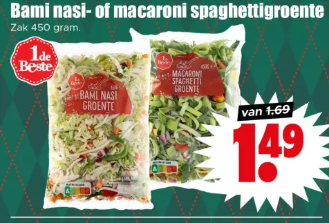 Aanbieding: Bami nasi- of macaroni spaghettigroente
