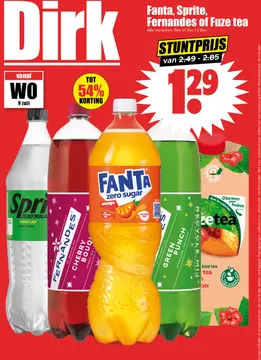 Aanbieding: Fanta, Sprite, Fernandes of Fuze tea