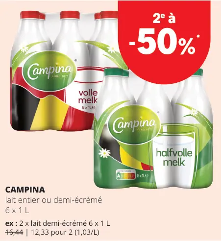 Offre: Lait entier ou demi-écrémé