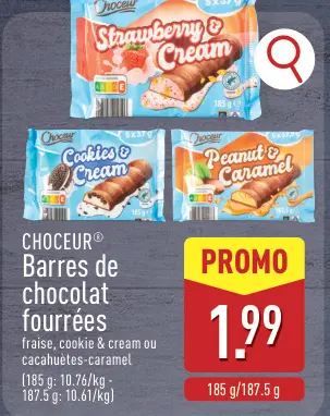 Offre: Barres de chocolat fourrées