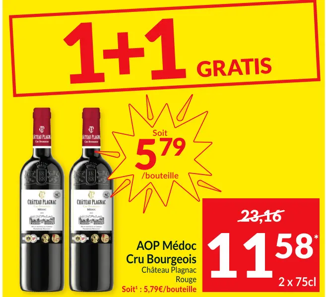 Offre: AOP Médoc Cru Bourgeois Château Plagnac Rouge