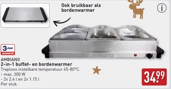Aanbieding: 2-in-1 buffet- en bordenwarmer