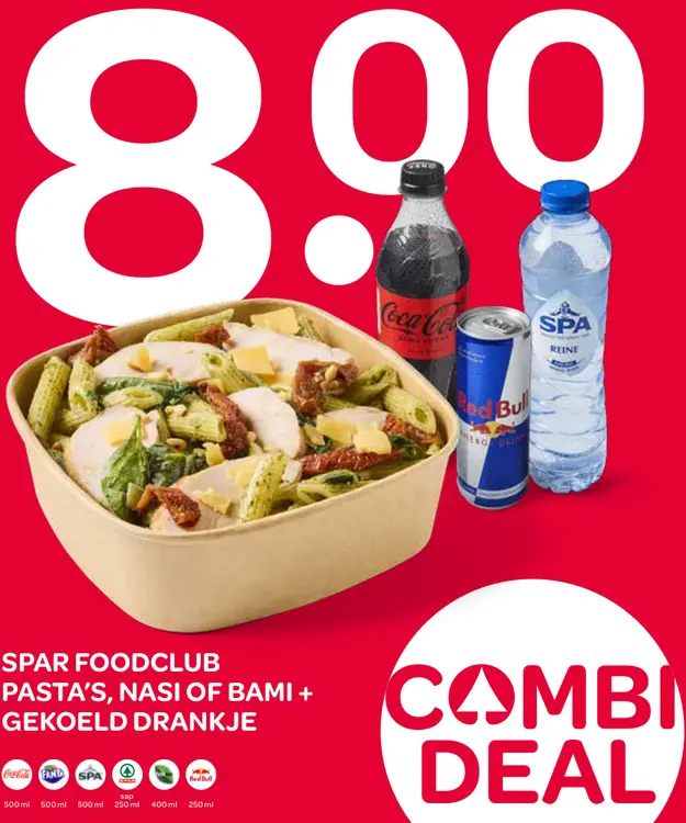 Aanbieding: Pasta's, nasi of bami + gekoeld drankje