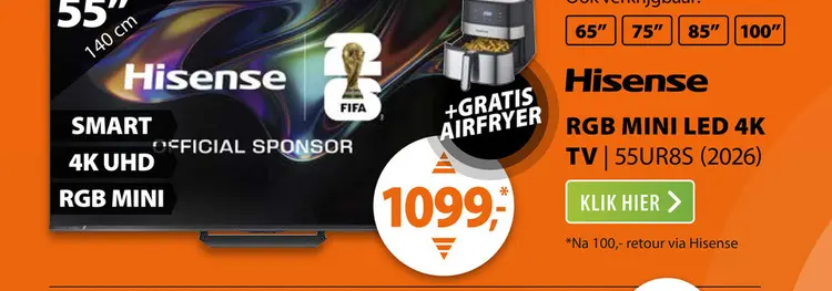 Aanbieding: Hisense RGB MINI LED 55UR8S (2026)
