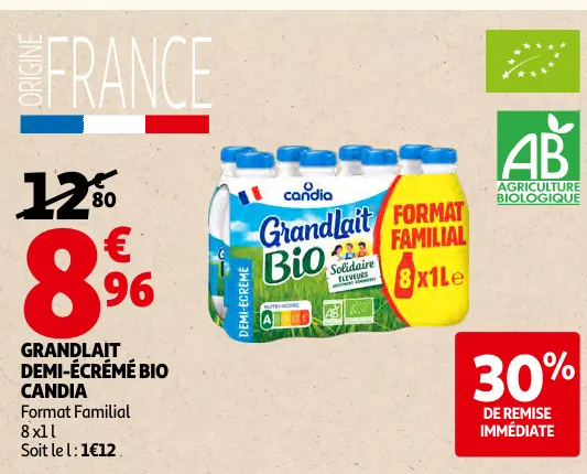 Promotie: Grandlait demi-écrémé bio