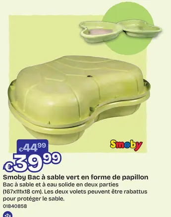 Offre: Smoby Bac Ã  sable vert en forme de papillon