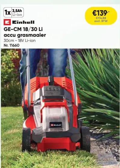 Promotie: GE-CM 18/30 Li accu grasmaaier
