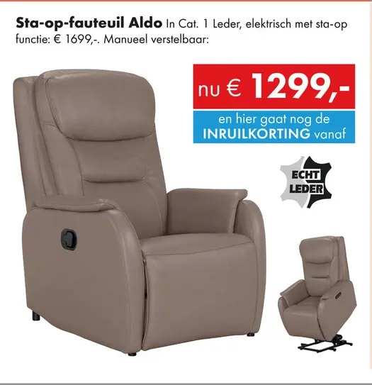 Promotie: Aldo relaxfauteuil taupe