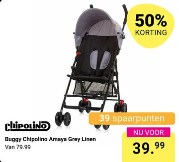 Aanbieding: Buggy Chipolino Amaya Grey Linen