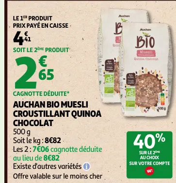 Promotie: Muesli croustillant quinoa chocolat