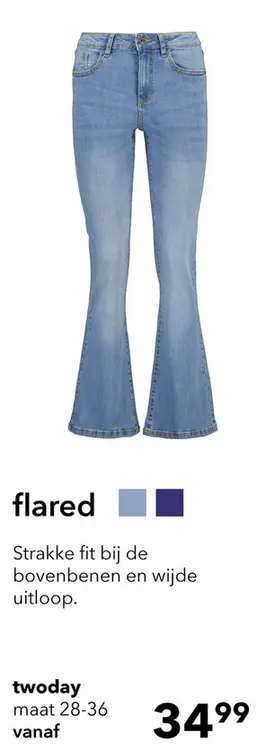 Aanbieding: TwoDay dames flared jeans lichtblauw