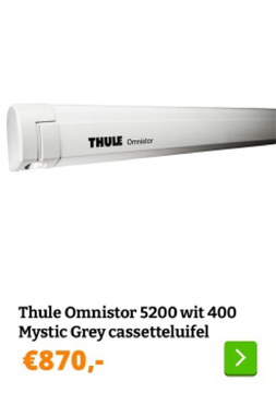 Aanbieding: Thule Omnistor 5200 wit 400 Mystic Grey cassetteluifel