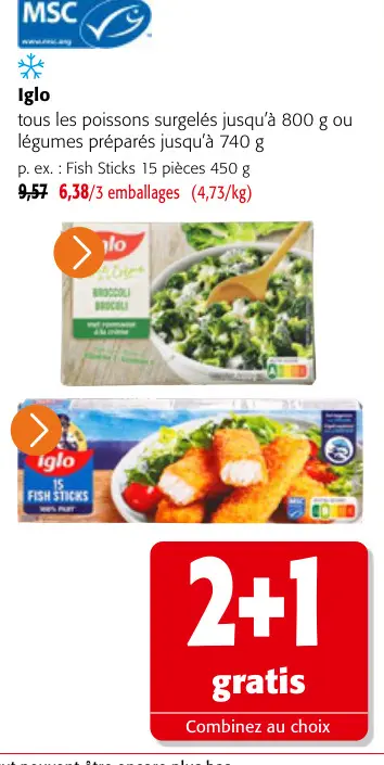 Offre: Poissons surgelés ou légumes préparés